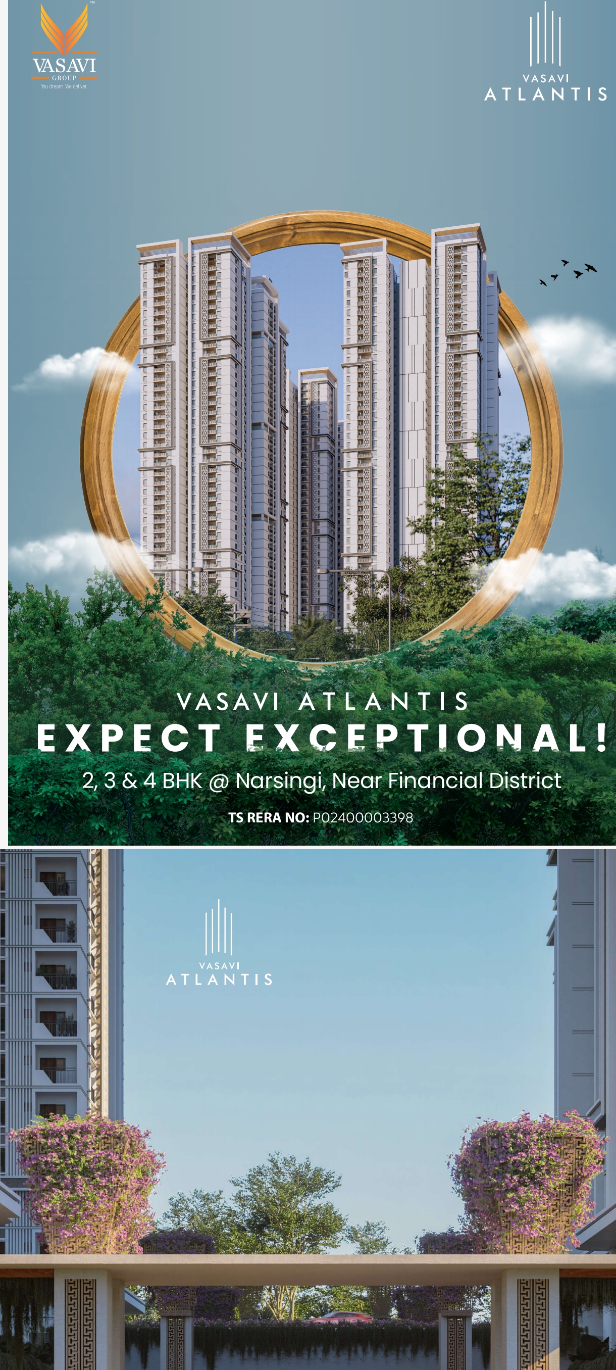 3 BHK + Pooja Room 2600 Sq.Ft. Apartment in Vasavi Atlantis