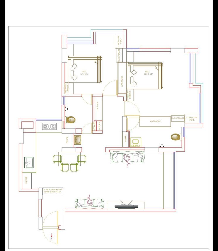 Floor Plan, lok-upvan-apartment-phase-2 2 Bedroom 850 Sq.Ft. Apartment In Vasant Vihar Thane 8296997
