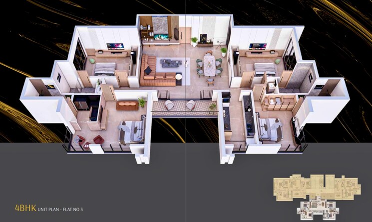 Floor Plan, goregaon west 4 Bedroom 1650 Sq.Ft. Apartment In Goregaon West Mumbai 8297280