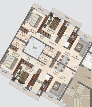 Floor Plan in 1 BHK Apartment at 127 Raj Homes, Ghodbunder – for Sale