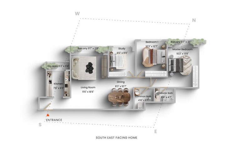 Floor Plan, oberoi-realty-splendor-grande 2.5 Bedroom 963 Sq.Ft. Apartment In Andheri East Mumbai 8298417