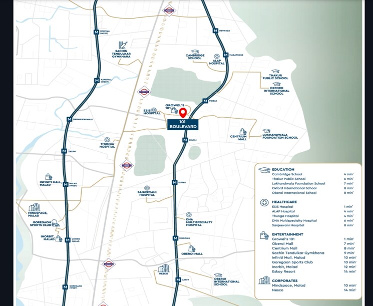 Map Location, hm-101-boulverd Commercial Office Space 1263 Sq.Ft. In Kandivali East Mumbai 8302740