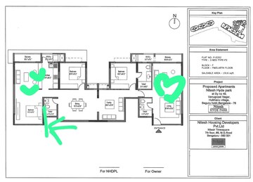 Floor Plan in 3 BHK Apartment at Nitesh Hyde Park, Bannerghatta Road – for Sale