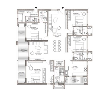 Floor Plan in 4 BHK Apartment at Godrej Madison Avenue, Kokapet – for Sale