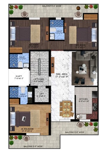 Floor Plan in 3 BHK Builder Floor at Sushant Lok Iii – for Rent