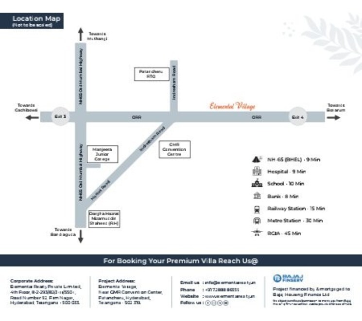 Map Location, elemental-village 4 Bedroom 182 Sq.Yd. Villa In Peeranchuruvu Hyderabad 8307749