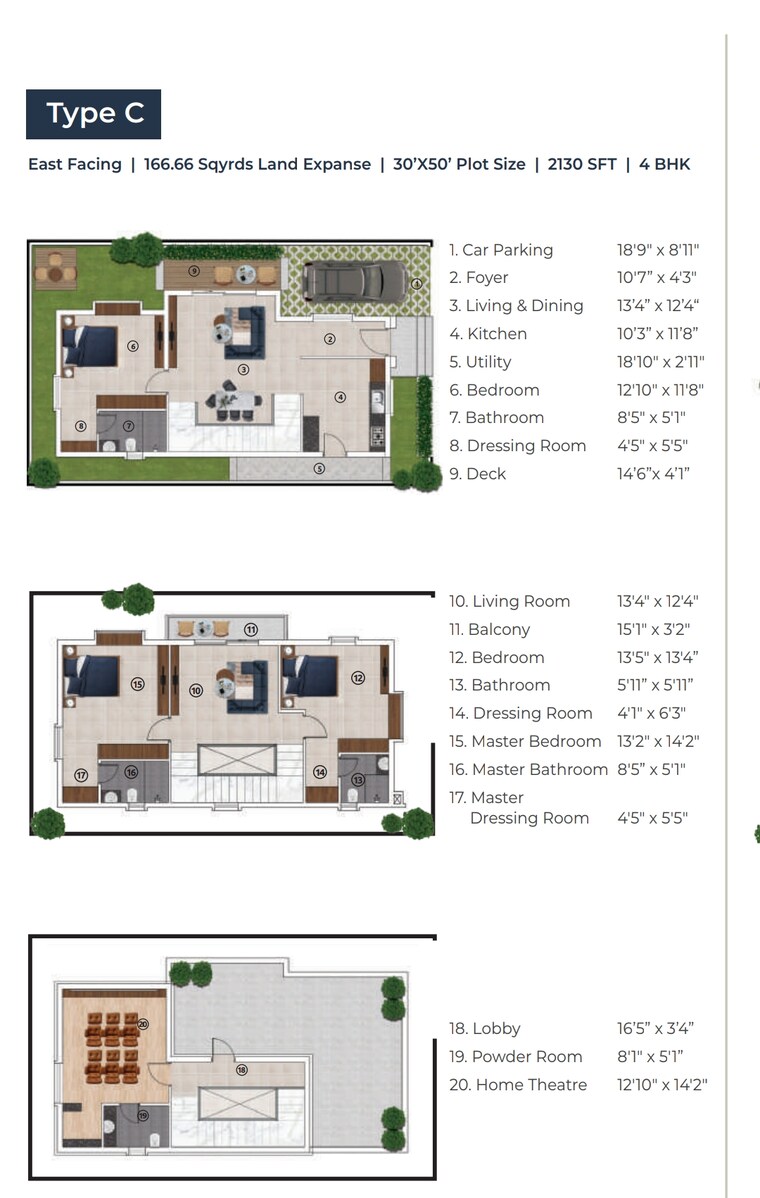 Floor Plan, elemental-village 4 Bedroom 182 Sq.Yd. Villa In Peeranchuruvu Hyderabad 8307749