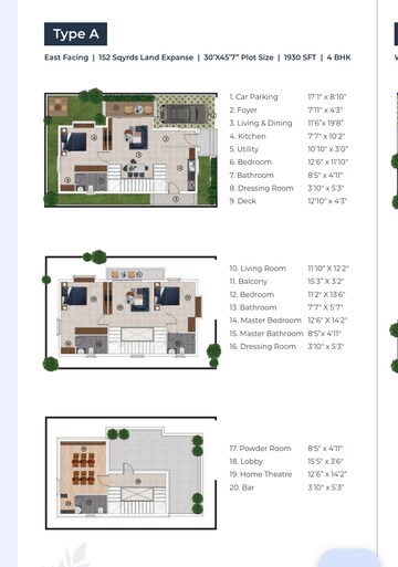 Floor Plan in 4 BHK Villa at Elemental Village, Peeranchuruvu – for Sale