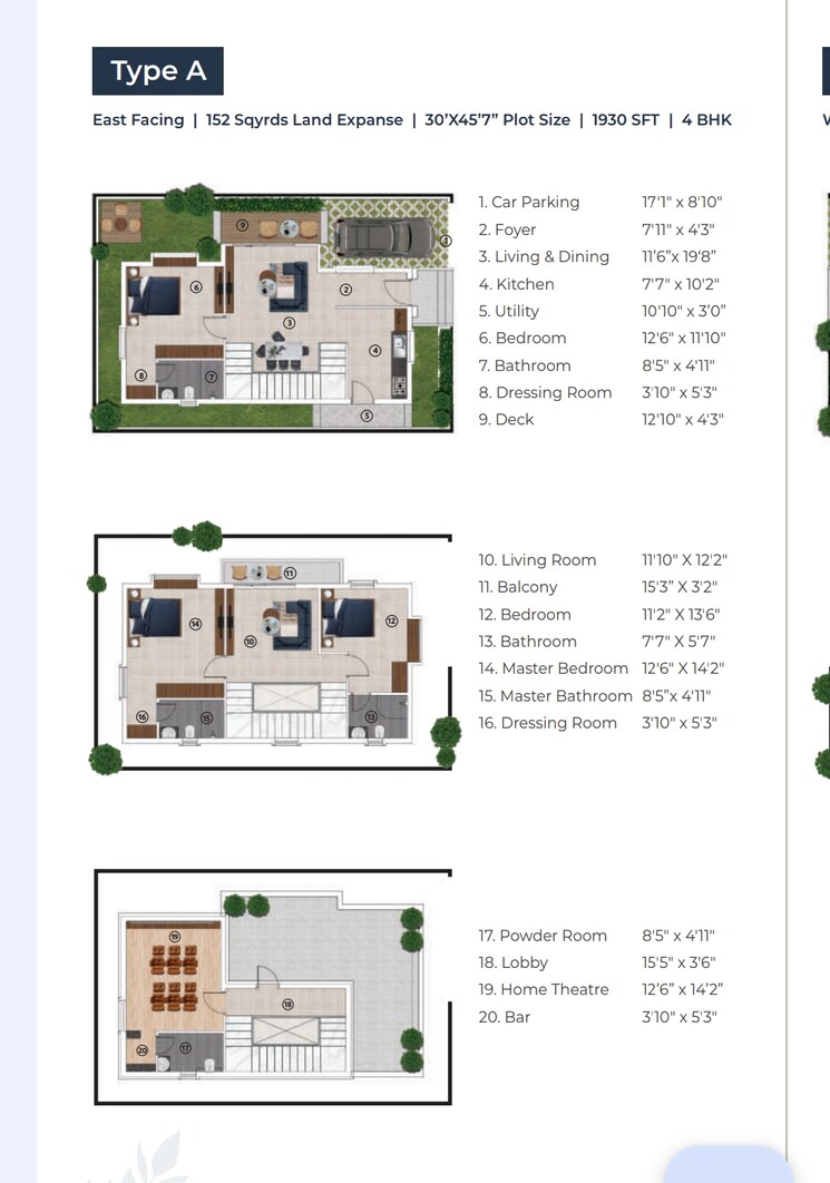 Floor Plan, elemental-village 4 Bedroom 182 Sq.Yd. Villa In Peeranchuruvu Hyderabad 8307749