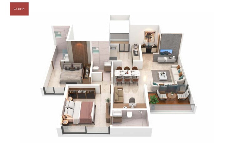Floor Plan, wakad 2 Bedroom 841 Sq.Ft. Apartment In Wakad Pune 8308232