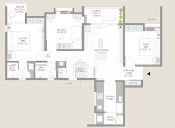 Floor Plan in 2 BHK Apartment at Yashwin Orizzonte, Kharadi – for Rent