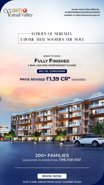2 BHK Builder Floor – Exterior View View at Suncity Vatsal Valley, Gwal Pahari - for Sale