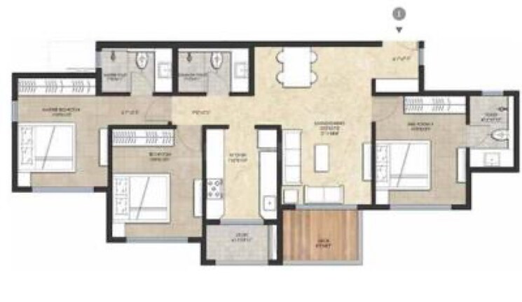 Floor Plan, lodha-amara-tower-44 3 Bedroom 1185 Sq.Ft. Builder Floor In Kailash Nagar Thane 8314546