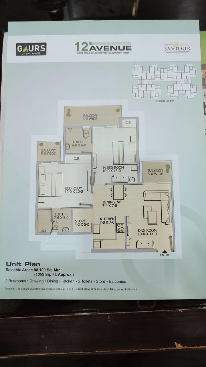 2 BHK + Extra Room Apartment For Sale in Gaur City 2 - 12th Avenue