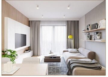 Living Room in 1 BHK Apartment at Om Sai Sarvamangala Residency, Chouk – for Sale