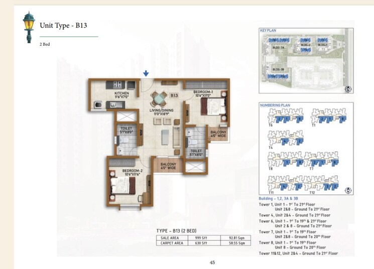 Floor Plan, prestige-finsbury-park-hyde 2 Bedroom 999 Sq.Ft. Apartment In Bagaluru  Bangalore 8320543