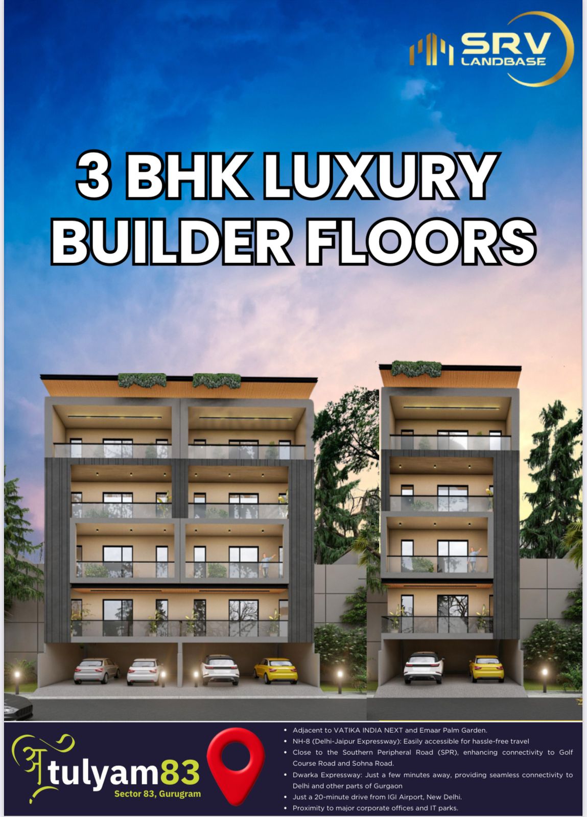 3 BHK + Servant Room 1456 Sq.Ft. Builder Floor in Orris Atulyam