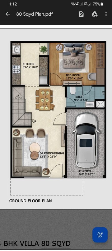 Floor Plan in 3 BHK Villa at Kingson Green Villa, Sector 16 Greater Noida – for Sale