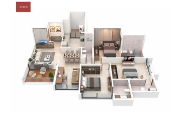 Floor Plan in 3 BHK Apartment at Wakad – for Sale