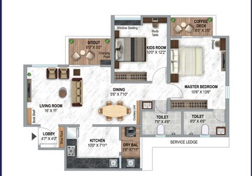 Floor Plan in 2 BHK Apartment at Tathawade – for Sale