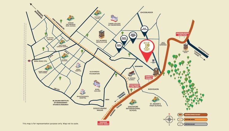 Map Location, jp-the-palace 2 Bedroom 750 Sq.Ft. Apartment In Mira Road Thane 8330639