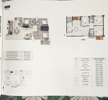 Floor Plan in 3 BHK Apartment at Ambuja Urvisha The Condoville, New Town Action Area 1 – for Sale