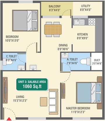Floor Plan in 2 BHK Apartment at 5 Elements GR Gardenia, Electronic City Phase I – for Rent