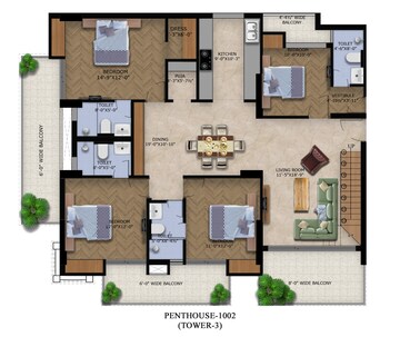 Floor Plan in 5 BHK Penthouse at Capital Royal Casa, Gms Road – for Sale