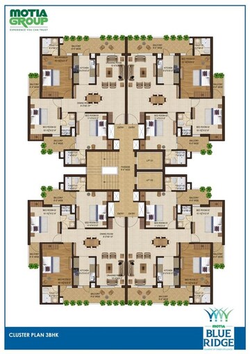 Floor Plan in 3 BHK Apartment at Motia Blue Ridge, Dhakoli Village – for Sale