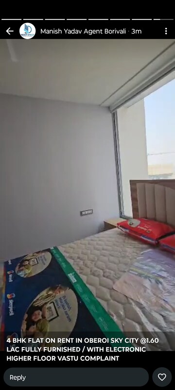 Bedroom in 4 BHK Apartment at Oberoi Sky City, Borivali East – for Rent