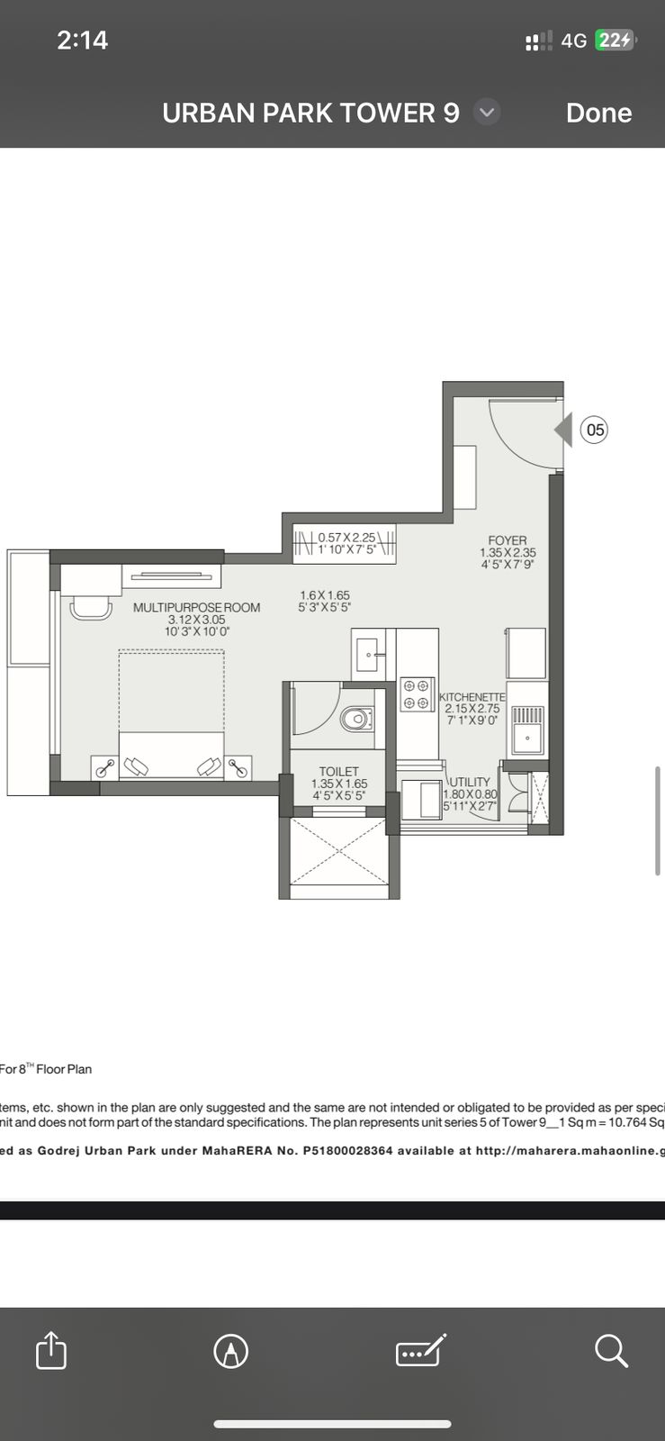 1 Rk+ Extra Room Apartment For Sale in Godrej Urban Park