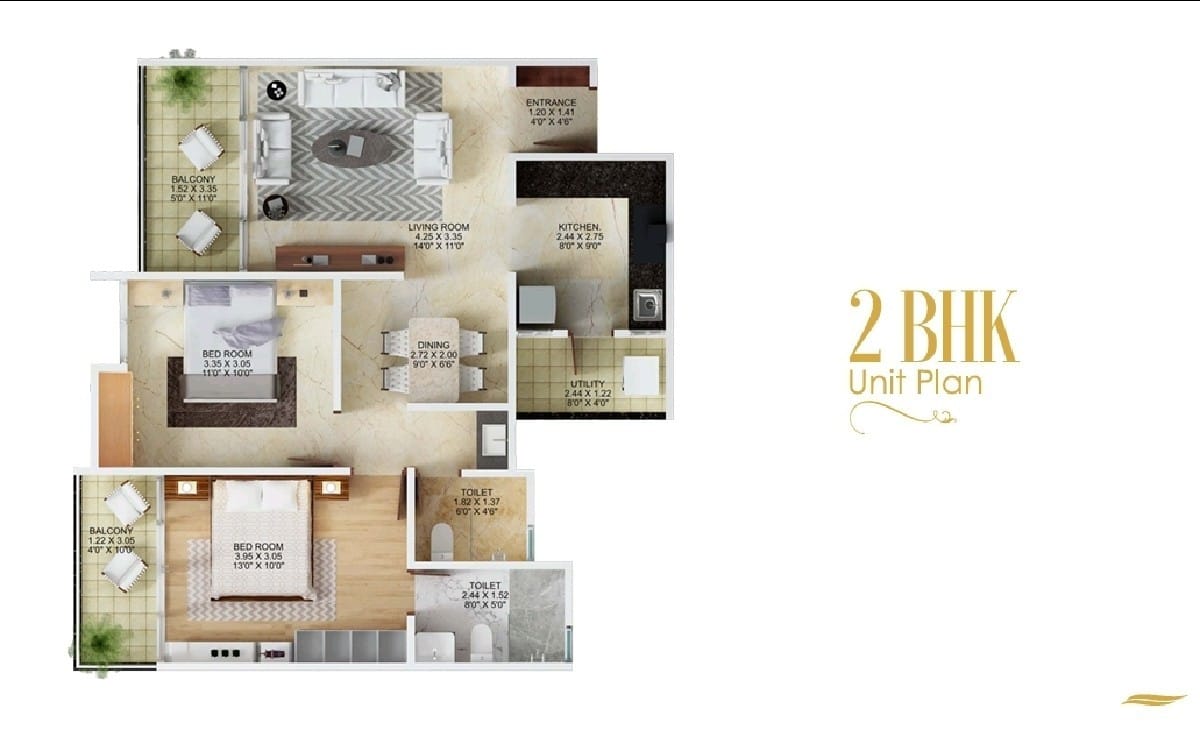 2 BHK + Servant Room Apartment For Sale in Majestique Marbella Phase 1