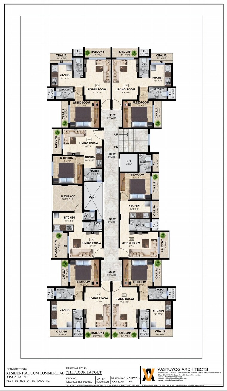 Floor Plan, sai-crest 1 Bedroom 750 Sq.Ft. Apartment In Kamothe Sector 35 Navi Mumbai 8350834