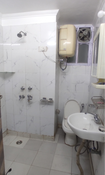 Bathroom in 3 BHK Builder Floor at Nehru Enclave – for Rent