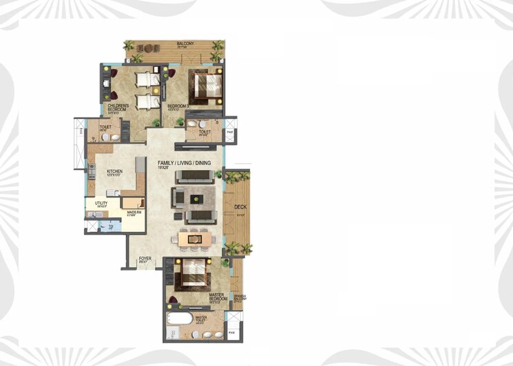 Floor Plan, prestige-leela-residency 3 Bedroom 3027 Sq.Ft. Apartment In Kodihalli Bangalore 8354117