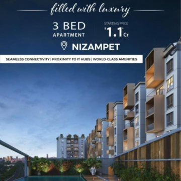 3 BHK Apartment – Exterior View View at Nizampet - for Sale