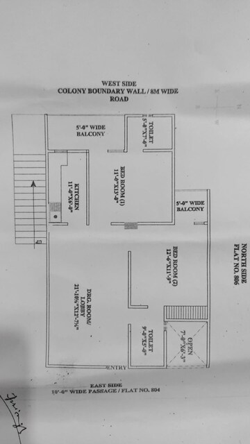 Floor Plan in 2 BHK Apartment at Ved Vyas Puri -Phase 1 – for Sale