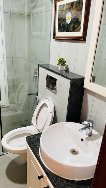 Bathroom in 3 BHK Apartment at LnT Raintree Boulevard, Hebbal – for Rent