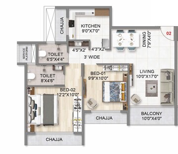 Floor Plan in 2 BHK Builder Floor at Varsha Balaji Skyline, Kharghar Sector 34 – for Sale
