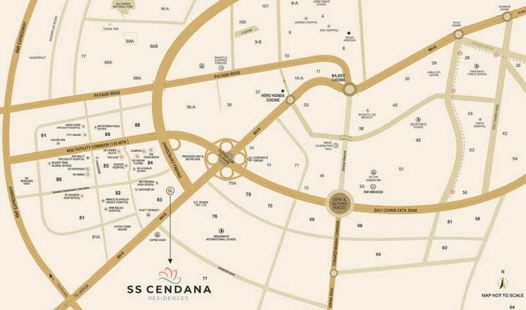 Map Location, ss-cendana 3.5 Bedroom 1850 Sq.Ft. Apartment In Sector 83 Gurgaon 8356241