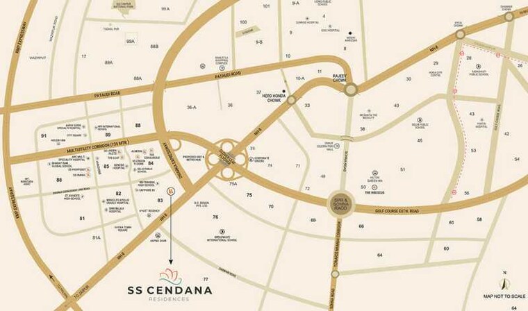 Map Location, ss-cendana 3.5 Bedroom 1850 Sq.Ft. Apartment In Sector 83 Gurgaon 8356241