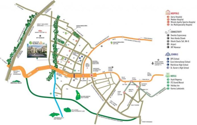 Map Location, signature-global-city-81 3 Bedroom 1262 Sq.Ft. Builder Floor In Sector 81 Gurgaon 8356330