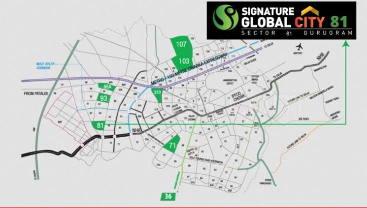 Map Location, signature-global-city-81 3 Bedroom 1262 Sq.Ft. Builder Floor In Sector 81 Gurgaon 8356330
