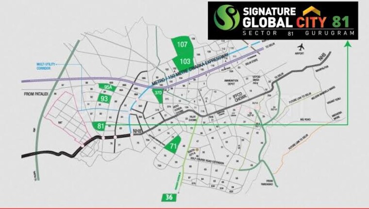 Map Location, signature-global-city-81 3 Bedroom 1262 Sq.Ft. Builder Floor In Sector 81 Gurgaon 8356330
