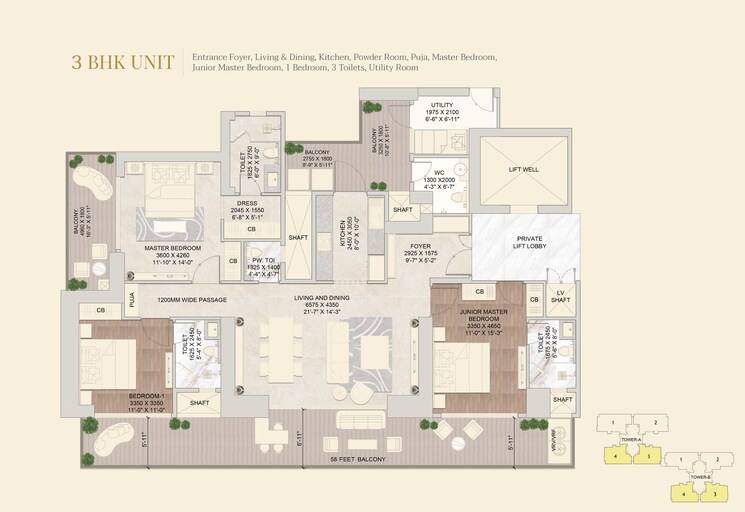 Floor Plan, signature-global-twin-tower-dxp 4 Bedroom 3785 Sq.Ft. Apartment In Sector 84 Gurgaon 8357139