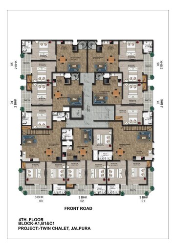 Floor Plan in 2 BHK Apartment at Ambesten Twin Corsage, Sector 1 Greater Noida – for Sale