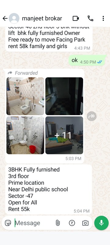 3 BHK Builder Floor For Rent in Sector 47
