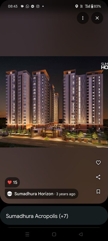 3 BHK Apartment – Exterior View View at Sumadhura Horizon, Kondapur - for Rent