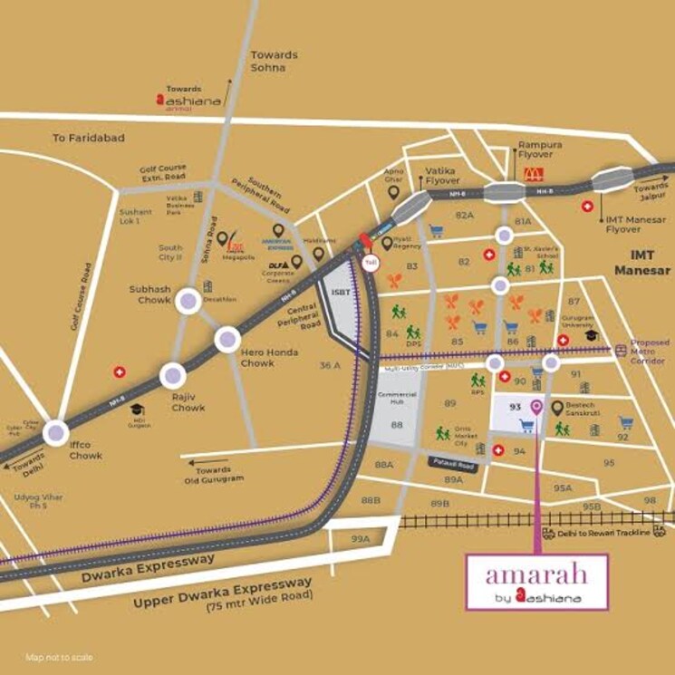 Map Location, ashiana-amarah 4 Bedroom 1750 Sq.Ft. Apartment In Sector 93 Gurgaon 8359457