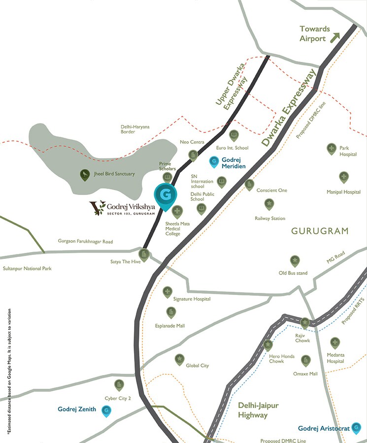 Map Location, godrej-vriksha 3.5 Bedroom 2198 Sq.Ft. Apartment In Sector 103 Gurgaon 8359607